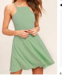 Lulus Call to Charms Sage Skater Mini Dress